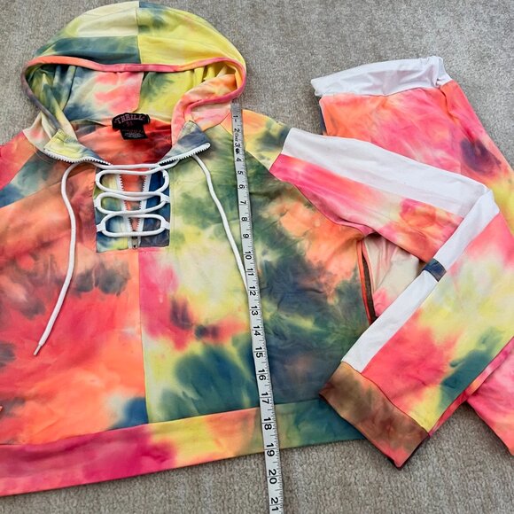 3 for $6 Thrill 94 Lace Up Hoodie Joggers Athleisure Tie Dye Pants Set 3X - Picture 4 of 12